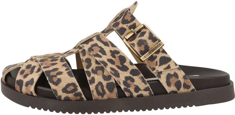 Steve Madden Mamba suède clogs met panterprint beige zwart