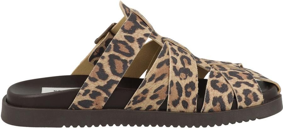 Steve Madden Mamba suède clogs met panterprint beige zwart