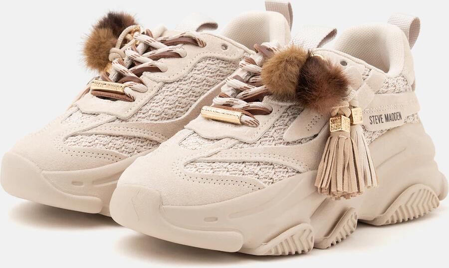 Steve Madden Possession-PPE Bone Suede Beige Dames Sneaker - Foto 10