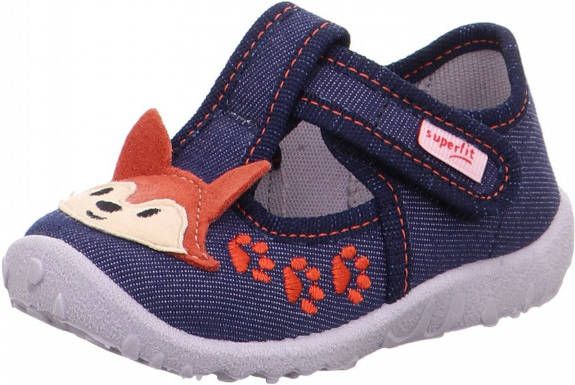 Blauwe jongens pantoffels met dierenprint en klittenband - Foto 2