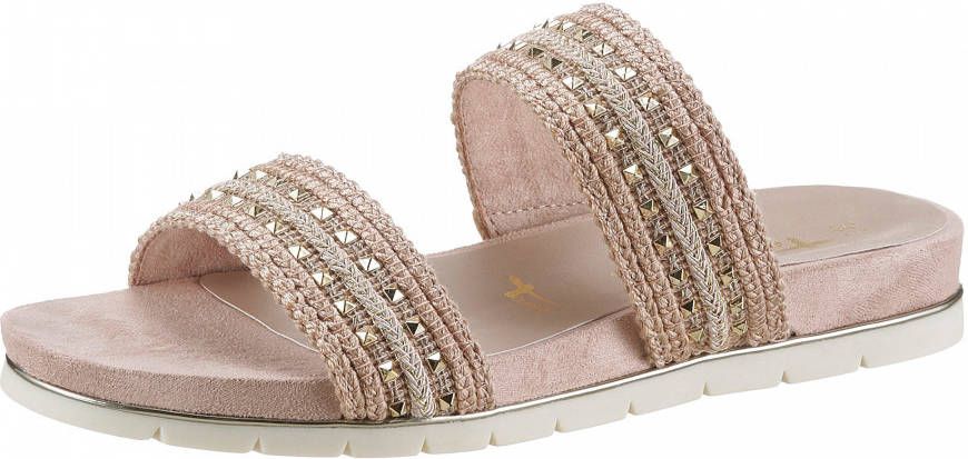 Tamaris Slippers LOCUST gegarneerd met goudkleurige studs - Schoenen.nl