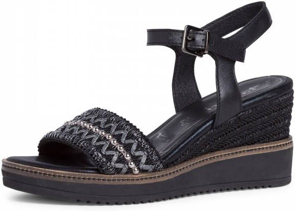 Tamaris Dames Sandaaltje 1-1-28243-26 001 zwart wijd - Schoenen.nl