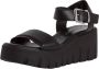 Tamaris Sandalen van leer met geprofileerde plateauzool - Thumbnail 4