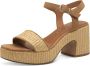 Tamaris Sandalen met hak cognac Textiel Dames - Thumbnail 3