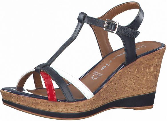 Tamaris Sandalen met sleehak blauw - Schoenen.nl