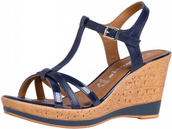 Tamaris Sandalen met sleehak blauw - Schoenen.nl