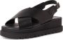 Tamaris Zwarte Leren Platte Sandalen Black Dames - Thumbnail 3