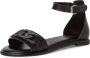 Tamaris Zwarte leren platte sandalen Black Dames - Thumbnail 4