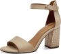 Tamaris Sandalen met hak beige Textiel Dames - Thumbnail 4