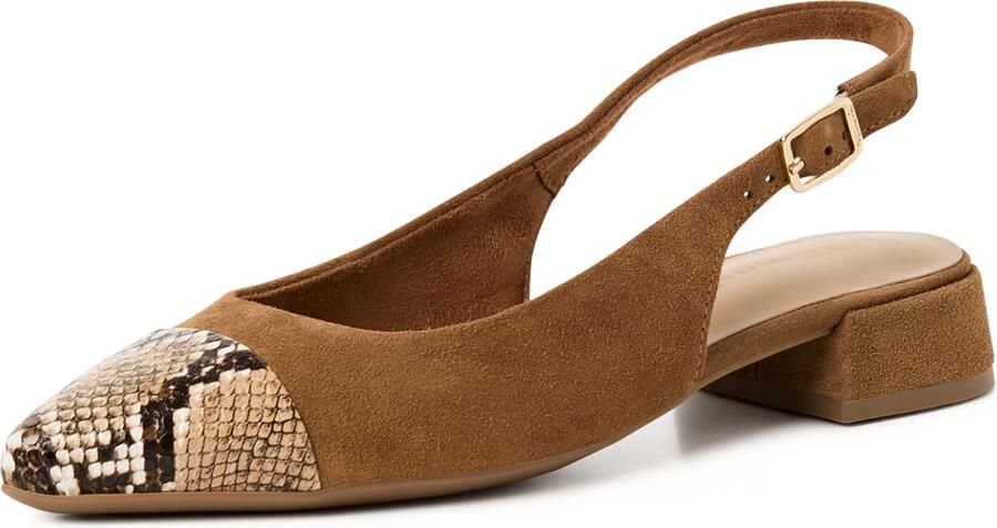 Tamaris Ballerina met riempjes beige cognac zwart - Foto 2