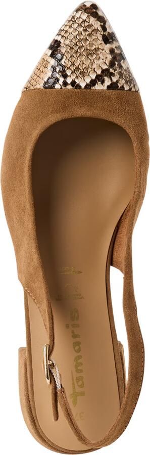 Tamaris Ballerina met riempjes beige cognac zwart - Foto 4