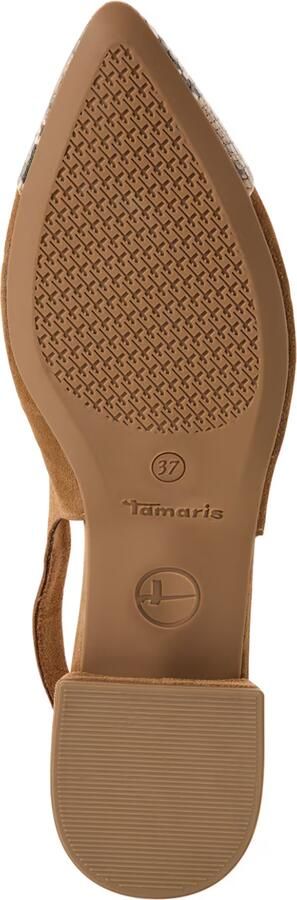 Tamaris Ballerina met riempjes beige cognac zwart - Foto 5