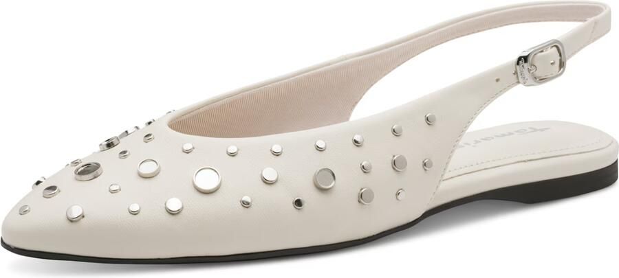 Tamaris Ballerina met riempjes zilver wit