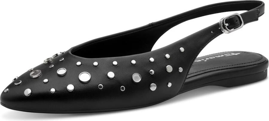 Tamaris Ballerina met riempjes zwart zilver - Foto 3