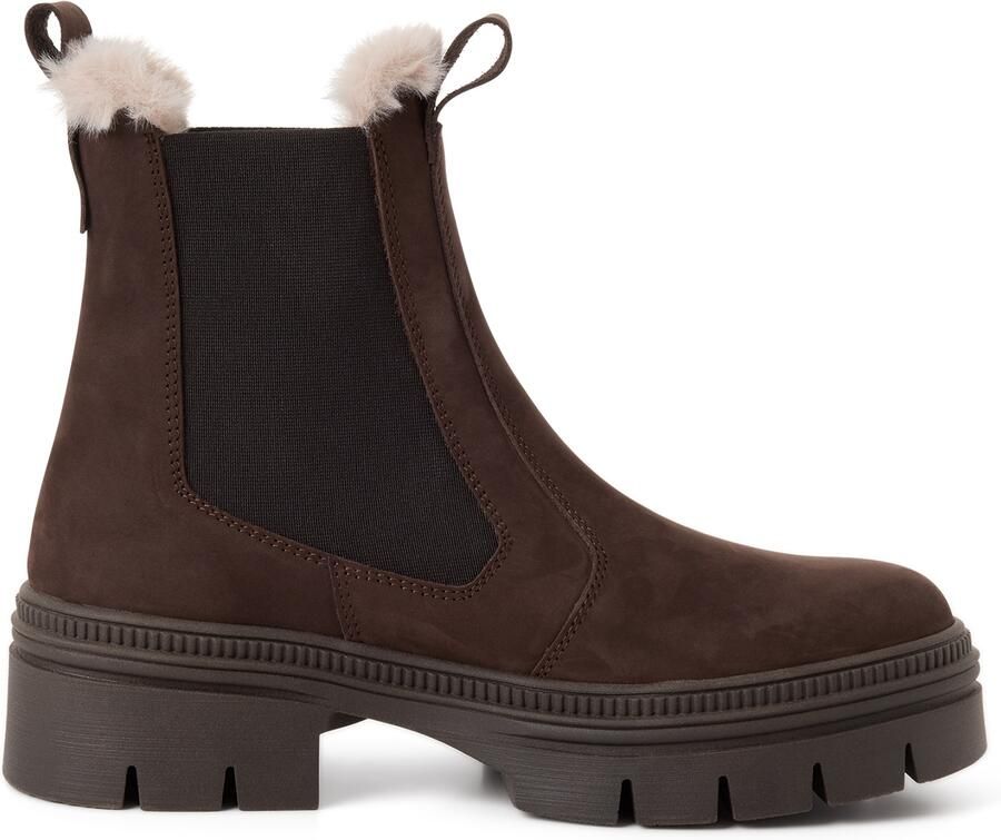 Tamaris chelsea boots met lamswollen voering van runder suède