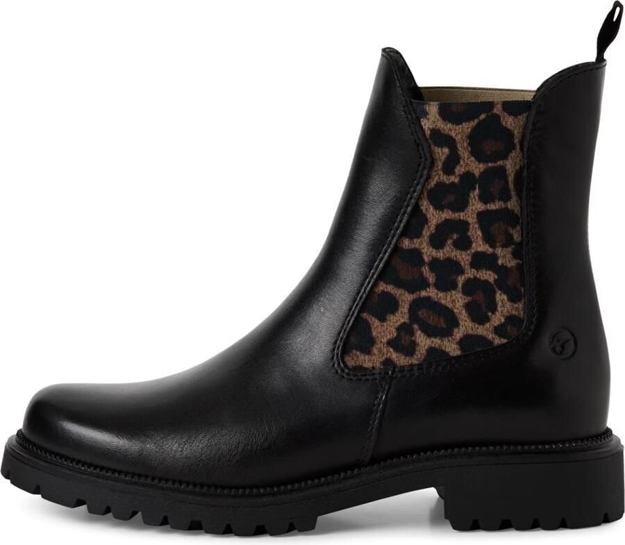 Tamaris dames Chelsea boot leren laarzen enkellaarzen dames M2542741 Zwart luipaard - Foto 2