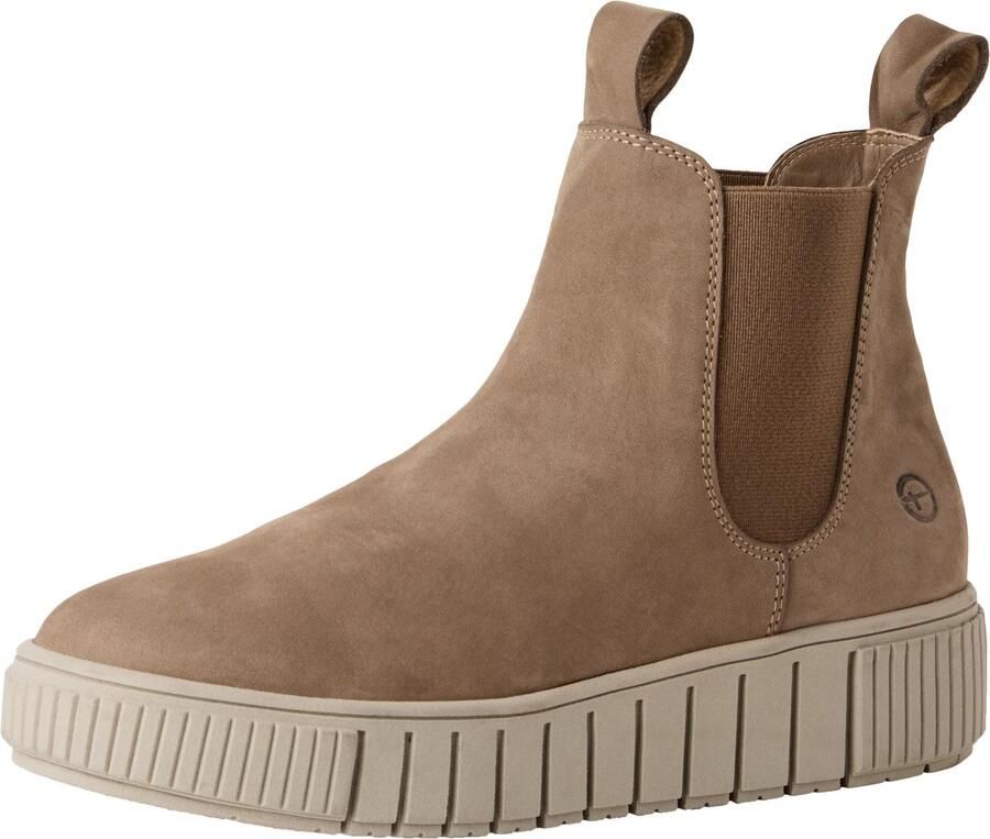 Tamaris dames Chelsea-laars 1-25403-43 341 leren enkellaarsjes M2540343 taupe - Foto 3