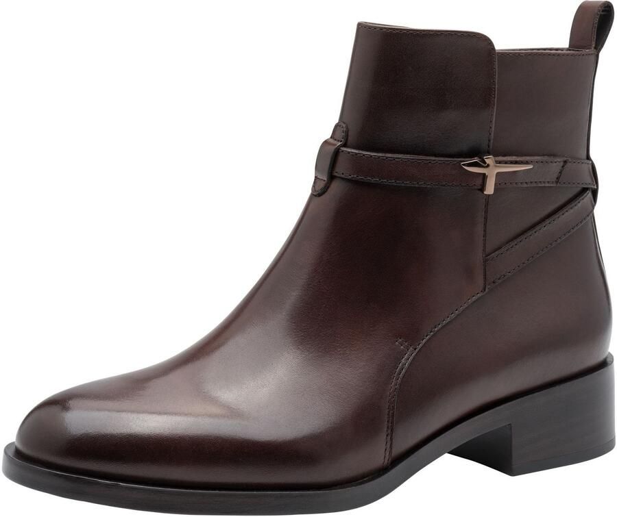 Tamaris Laarsjes blokhak business schoen ankleboots met t-logo decoratie - Foto 3