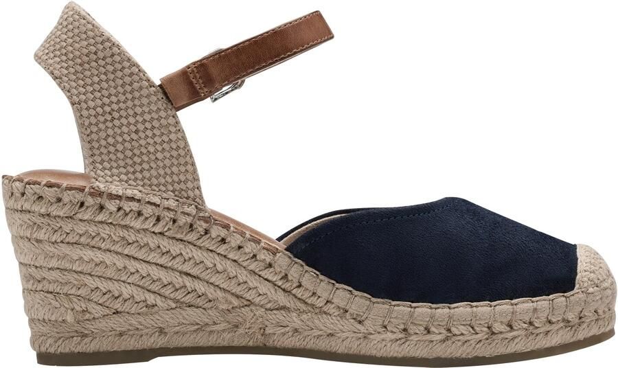 Tamaris Blauwe Suède Espadrille Sleehak Sandaal Multicolor Dames