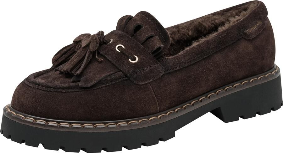 Tamaris leren slippers 1-24716-47-304 loafers met warme voering bruin - Foto 3