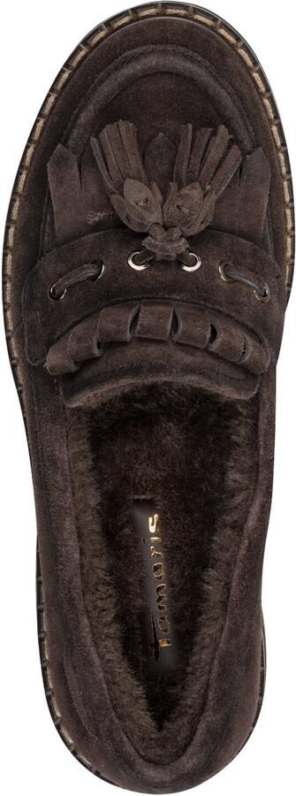 Tamaris leren slippers 1-24716-47-304 loafers met warme voering bruin - Foto 6