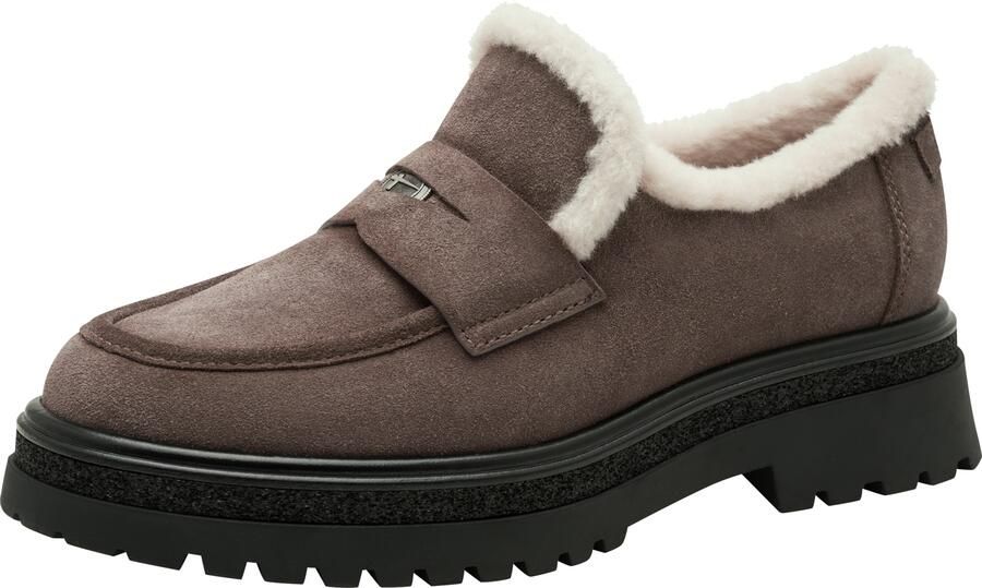 Tamaris dames leren slippers 1-24720-47-304 dames loafers met warme voering bruin - Foto 2