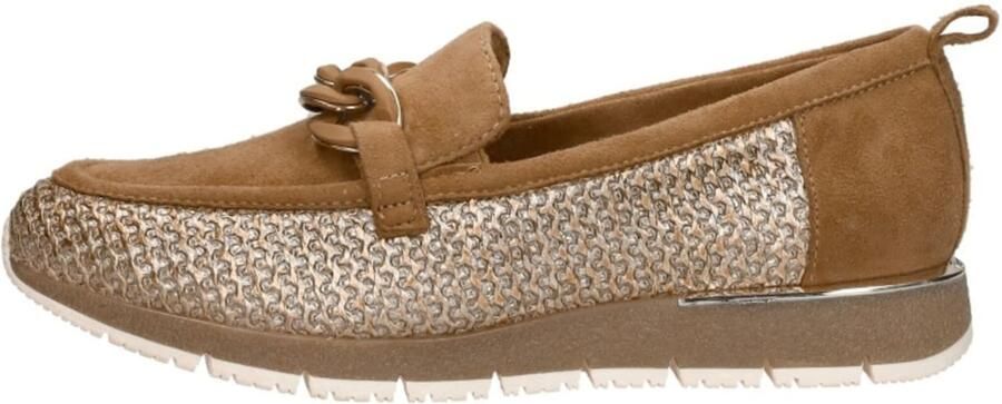 Tamaris Bruin leren mocassins met kettingdetail - Foto 2