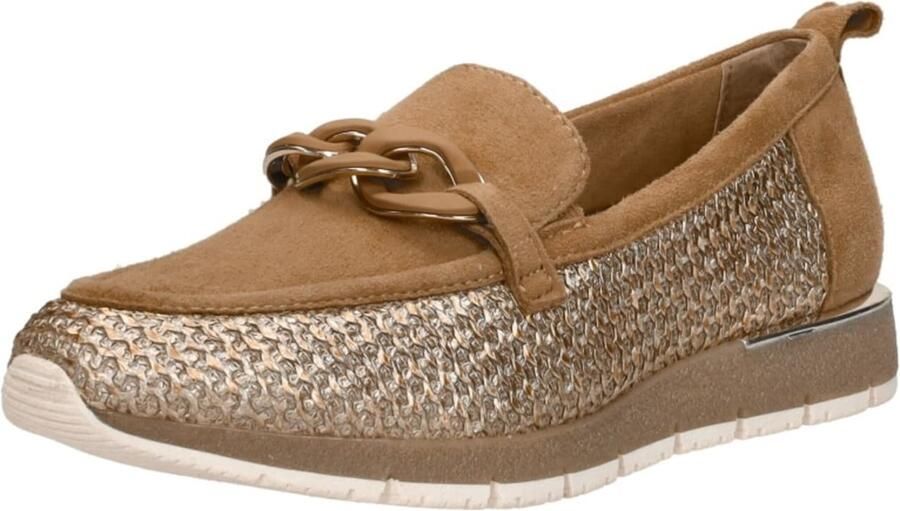 Tamaris Bruin leren mocassins met kettingdetail - Foto 3