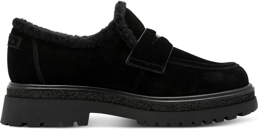 Tamaris dames leren slippers 1-24720-47-001 dames loafers met warme voering zwart