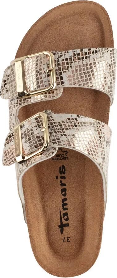 Tamaris damesmuiltjes 1-27523-46 492 Damesschoenen Leer Beige Snake - Foto 6