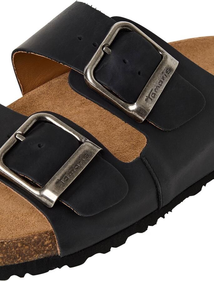 Tamaris heren leren slippers 1-17400-44-010 met voetbed zomerschoenen zwart - Foto 5