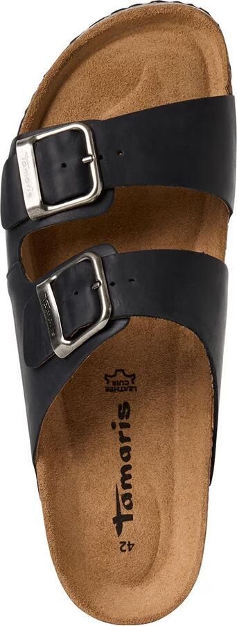 Tamaris heren leren slippers 1-17400-44-010 met voetbed zomerschoenen zwart - Foto 6
