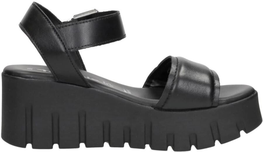 Tamaris Sandalen van leer met geprofileerde plateauzool