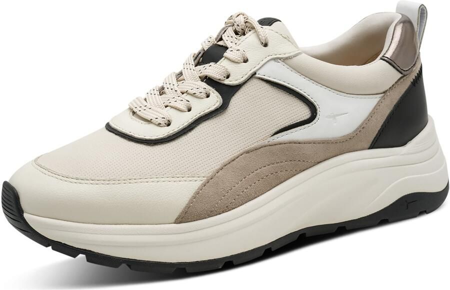 Tamaris Sneakers laag beige brokaat zwart