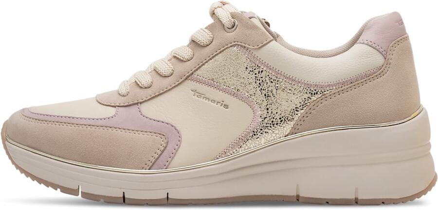Tamaris Sneakers laag beige goud pastellila pastelroze - Foto 2