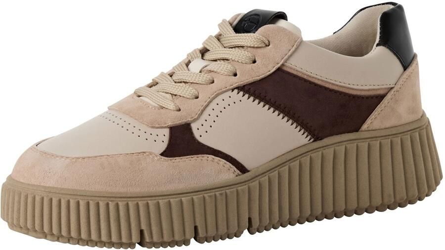 Tamaris Sneakers laag crème lichtbruin donkerrood zwart - Foto 3
