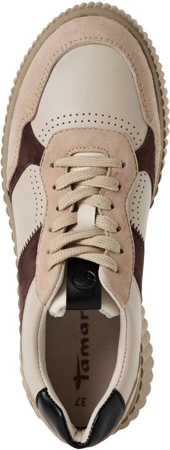 Tamaris Sneakers laag crème lichtbruin donkerrood zwart - Foto 4