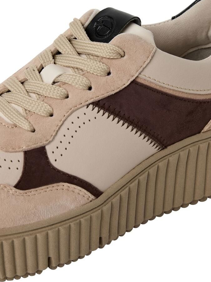 Tamaris Sneakers laag crème lichtbruin donkerrood zwart - Foto 6