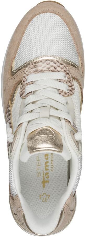 Tamaris Sneakers laag donkerbeige beige gemêleerd brons wit - Foto 5