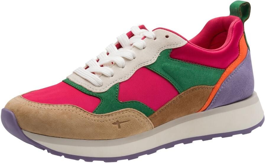 Tamaris Sneakers laag donkerbeige duifblauw jade groen pink - Foto 2