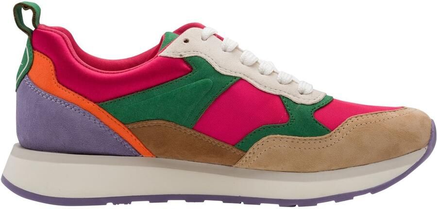 Tamaris Sneakers laag donkerbeige duifblauw jade groen pink - Foto 5
