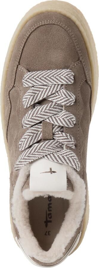 Tamaris dames leren sneaker 1-23706-47-341 lage sneaker voor dames met warme voering taupe - Foto 2