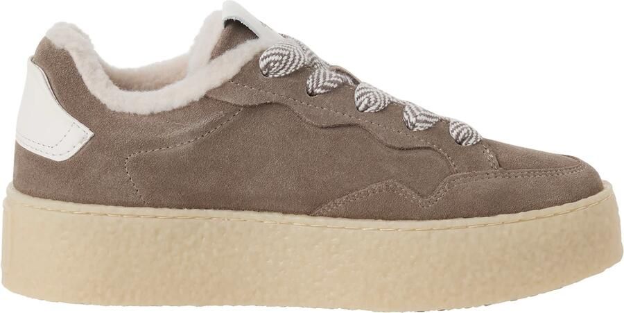 Tamaris dames leren sneaker 1-23706-47-341 lage sneaker voor dames met warme voering taupe - Foto 6