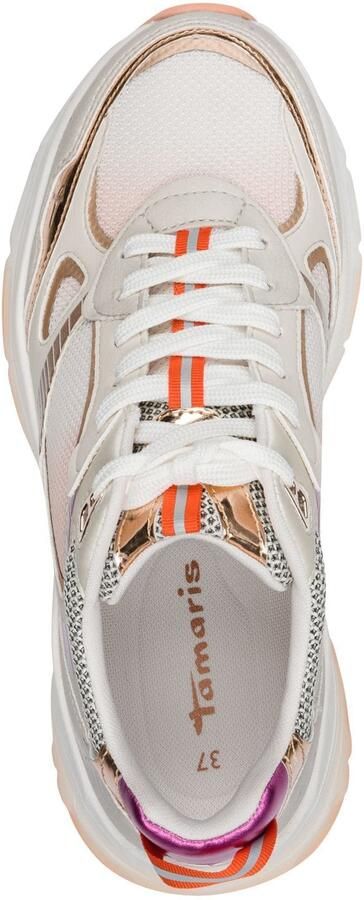 Tamaris Sneakers laag ecru goud donkerlila perzik - Foto 3