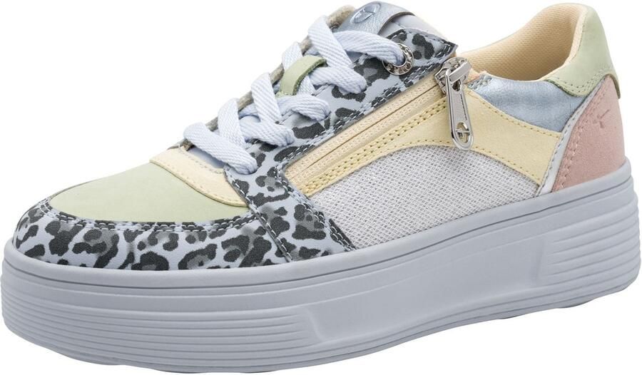 Tamaris Sneakers laag hemelsblauw pasteelgeel pastelgroen natuurwit - Foto 3