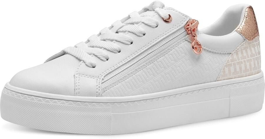 Tamaris Plateausneakers vrijetijdsschoen halfschoen veterschoen met inzetten en glinsterdetails - Foto 8