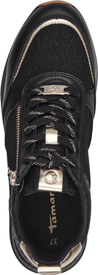 Tamaris Sneakers met sleehak vrijetijdsschoen lage schoen veterschoen met trendy metallic-details - Foto 9