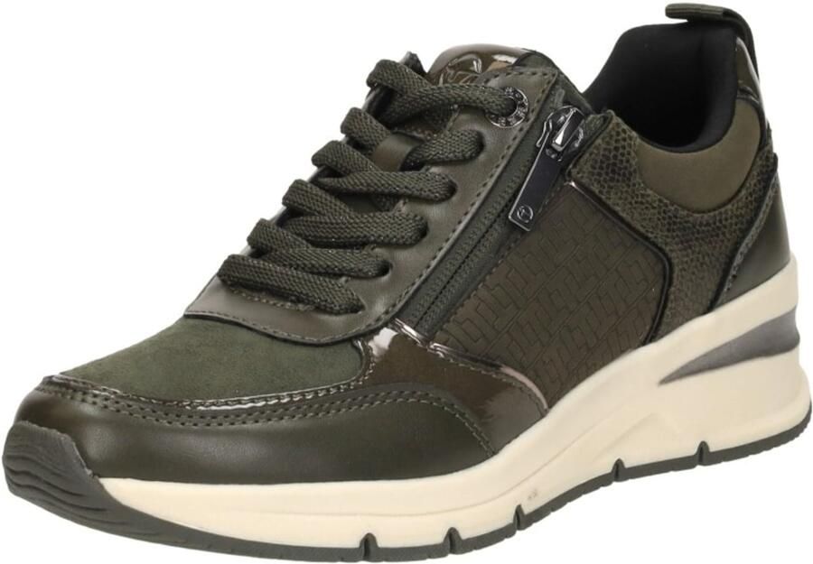 Tamaris Sneakers met sleehak vrijetijdsschoen lage schoen veterschoen met buitenrits