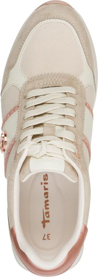 Tamaris Sneakers laag lichtbeige donkerbeige oudroze eierschaal - Foto 5