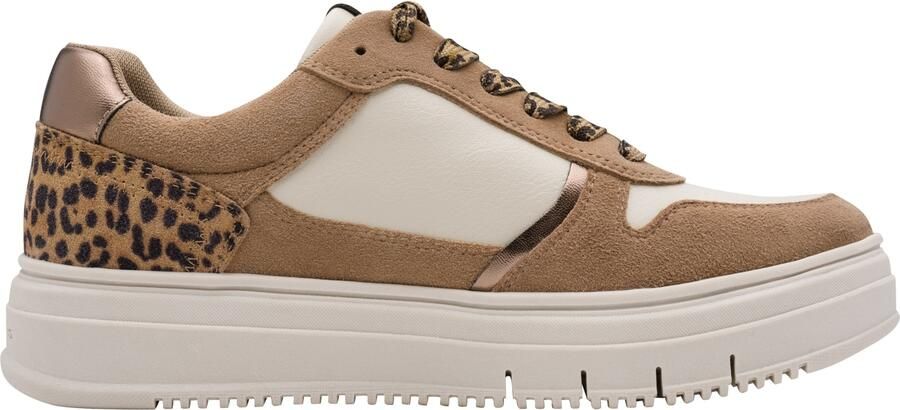 Tamaris Sneakers laag lichtbeige karamel brons zwart